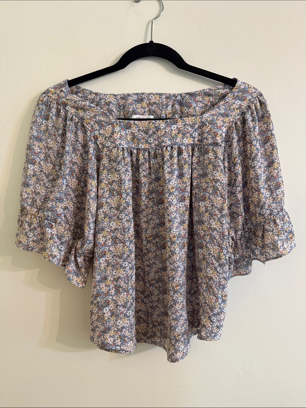 Sienna Sky Blue Floral Off-Shoulder Peasant Bohemian Top Size XS